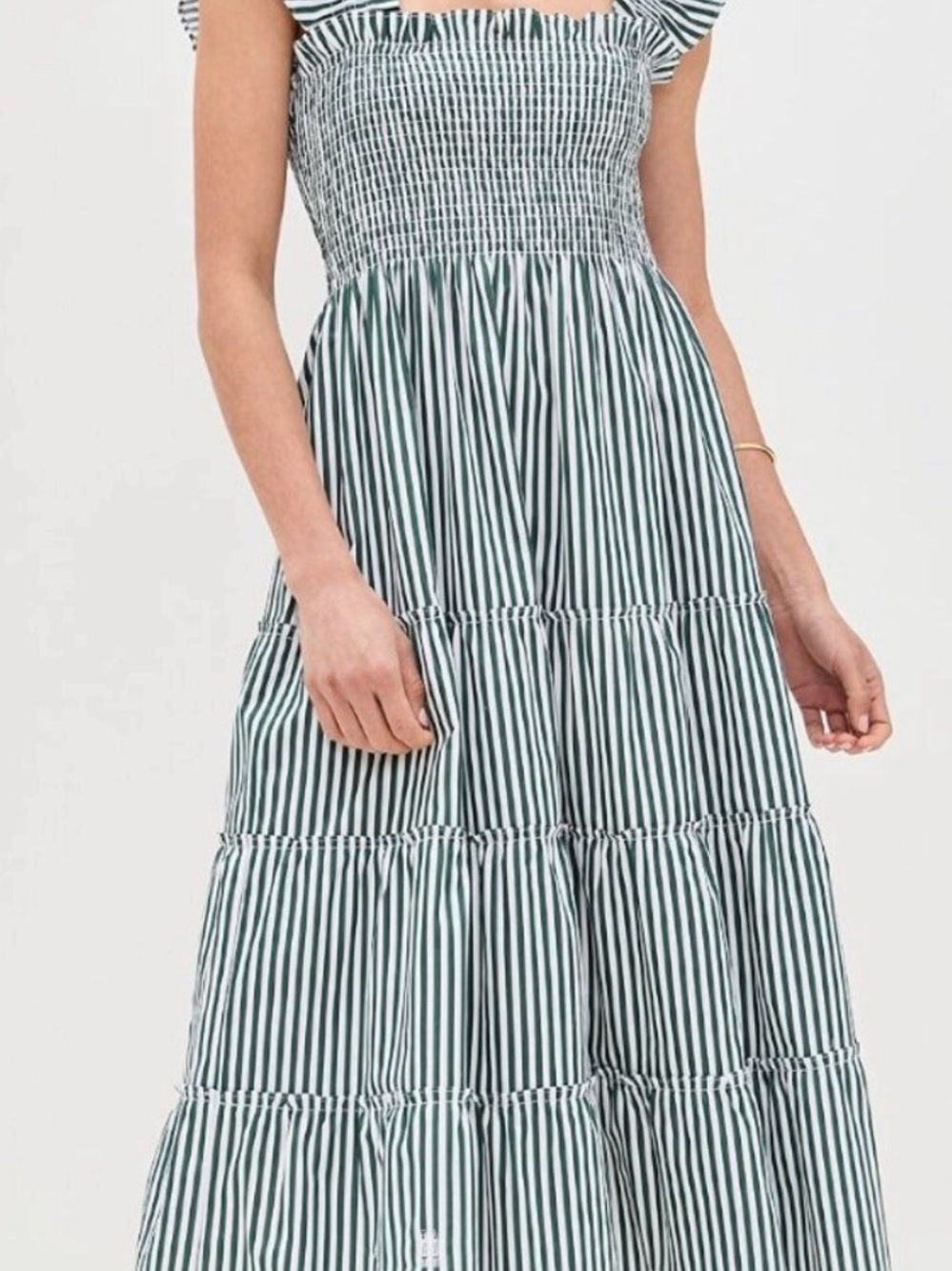 Hill House Ellie Nap Dress, size XS. Green and White Striped.